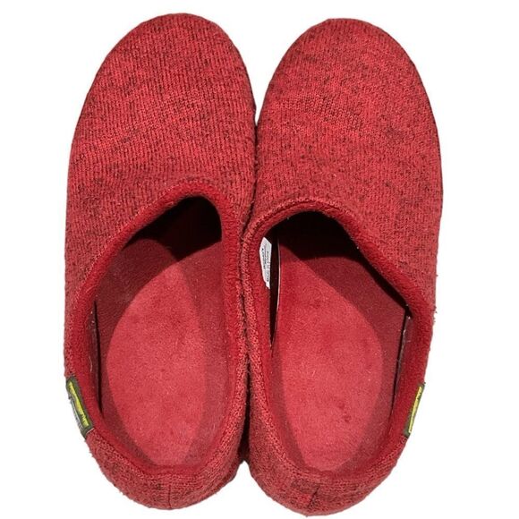 L.L. BEAN Knit Fleece Slippers Mules Women’s Size 7M Shoes Red Slip On - Picture 4 of 11